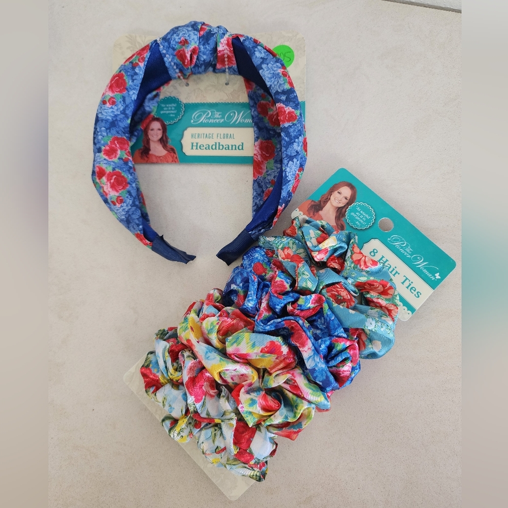 Pioneer Women NWT Floral Headband and Hair Ties Scrunchy SET Floral Print